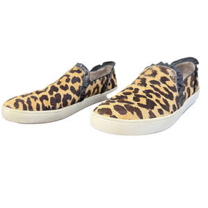 Kate Spade Leopard Calf Hair Slip On Sneakers Womens 8 Brown Black Flats